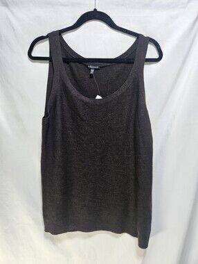 NWT Eileen Fisher 100% Merino Wool Sweater Tank XL Brown Italian Yarn Luxury